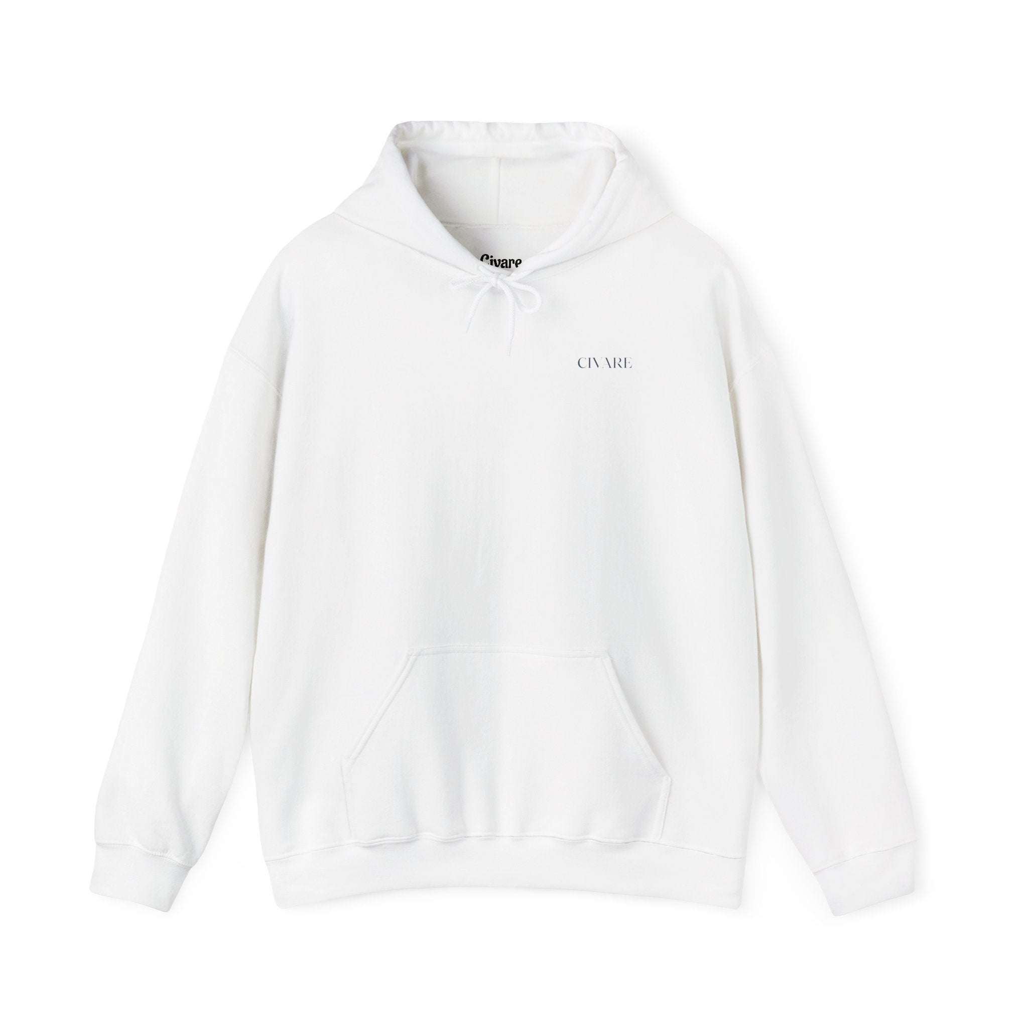 Minimalist White Hoodie with Subtle Script Back Print - 'French Riviera' Design